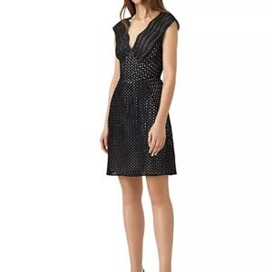 Reiss Black Textured Midi Evening Date Night Dress